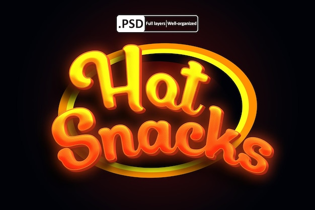 PSD texteffect van het snacks-logo