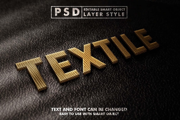 Текстильный 3d реалистичный текстовый эффект премиум psd