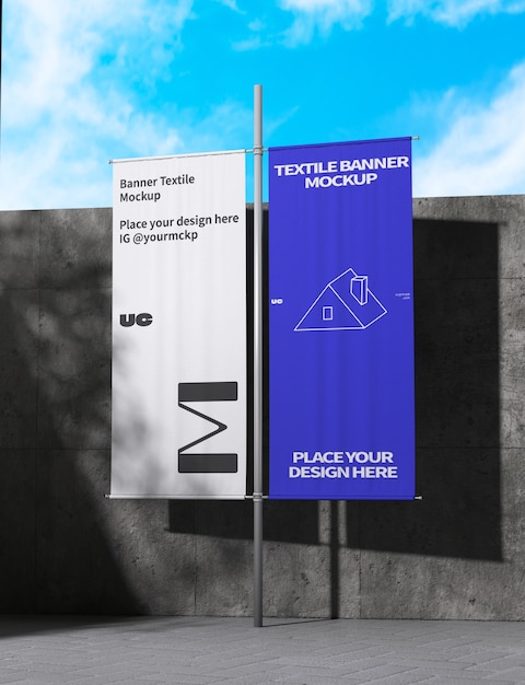 textile banner mockup design