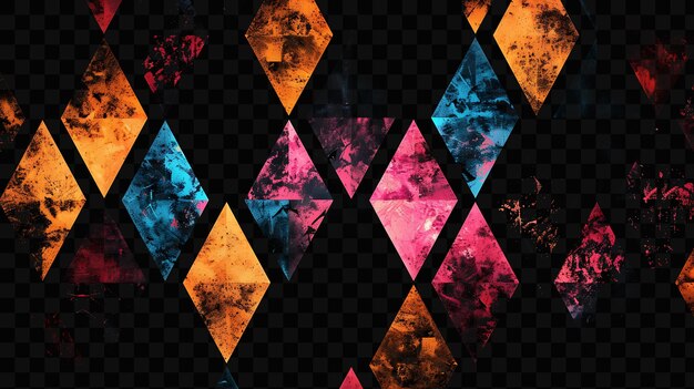 PSD texture argyle patterns background with diamonds and lozenges shapes glowing y2k collage art neon