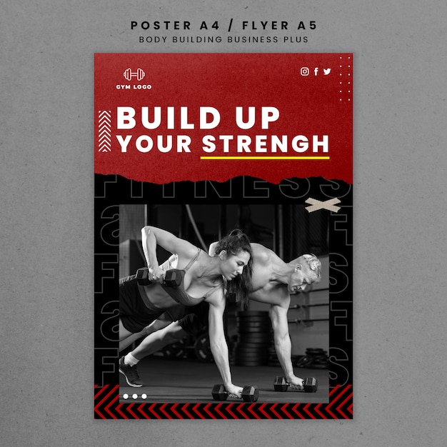 PSD texture body building poster template