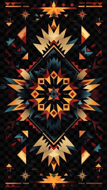 PSD texture navajo patterns background with geometric and southwestern s glowing y2k collage art neon