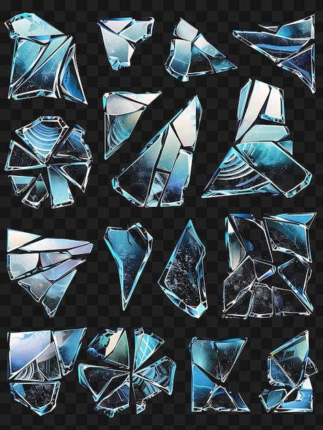 PSD グラス・コラージュ (shattered glass collage) y2k・クリパート・デザイン (y2k-clipart design)