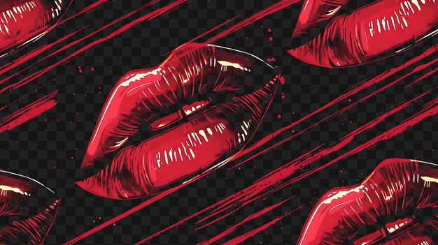 Texture of radiant lipstick tubes and lip prints overlapping lipstick s collage y2k clipart design