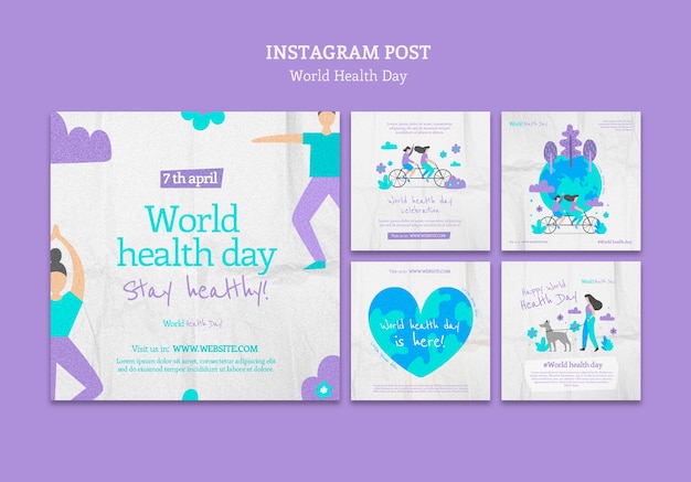 PSD texture  world health day instagram posts