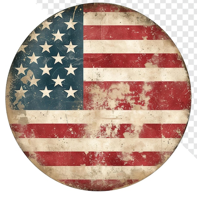 PSD textured american flag in circle with outline illustration