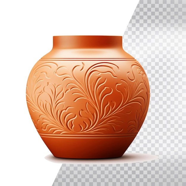 PSD textured flower clay pot isolated