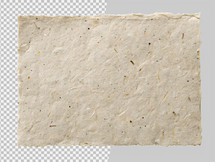 PSD textured handmade paper sheet isolated on transparent background