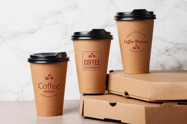 PSD textured logo on paper cup