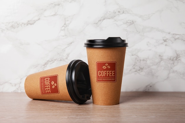 PSD textured logo on paper cup