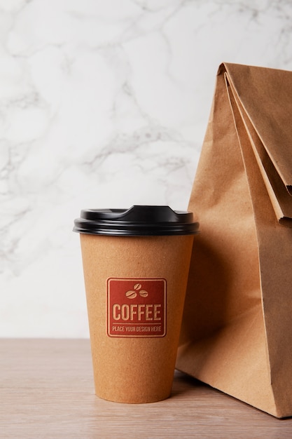 PSD textured logo on paper cup