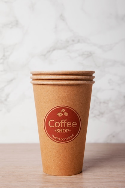 Textured logo on paper cup