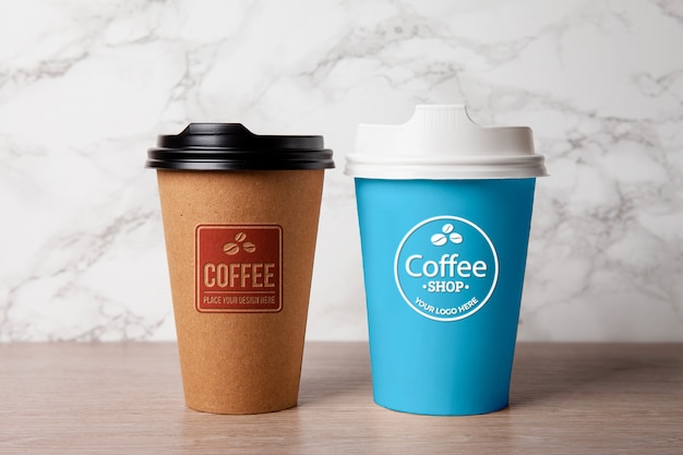 Textured logo on paper cup