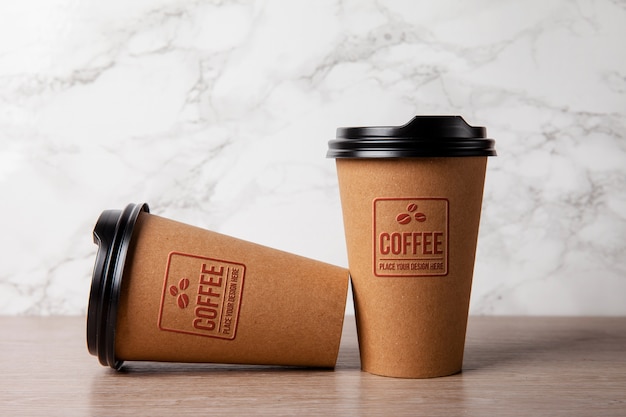 PSD textured logo on paper cup