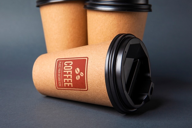 PSD textured logo on paper cup