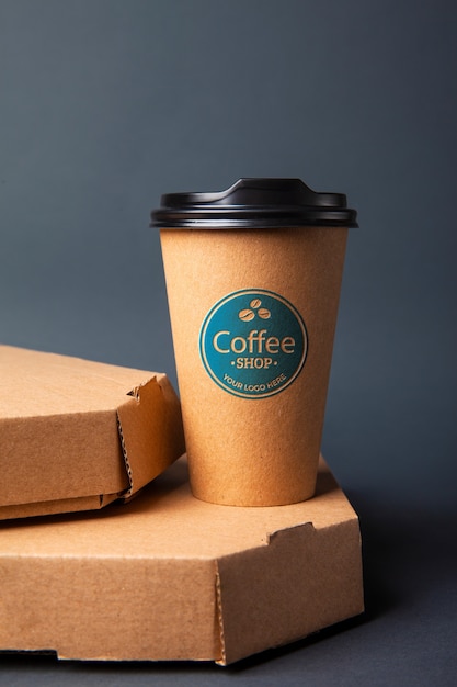 Textured logo on paper cup