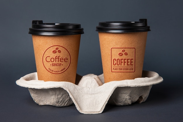 PSD textured logo on paper cup