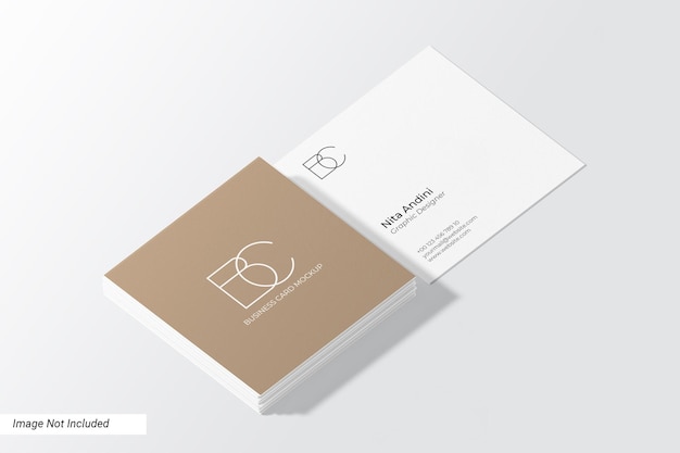 textured square business card mockup
