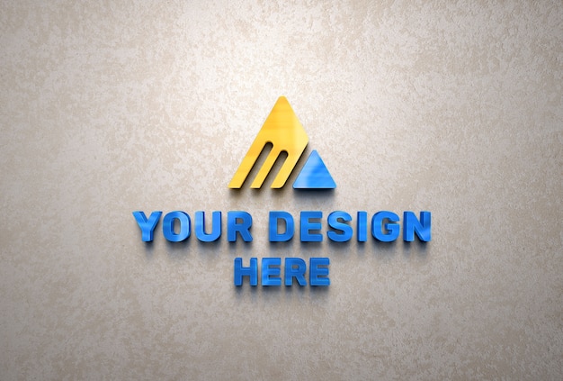 PSD textured wall logo effect design