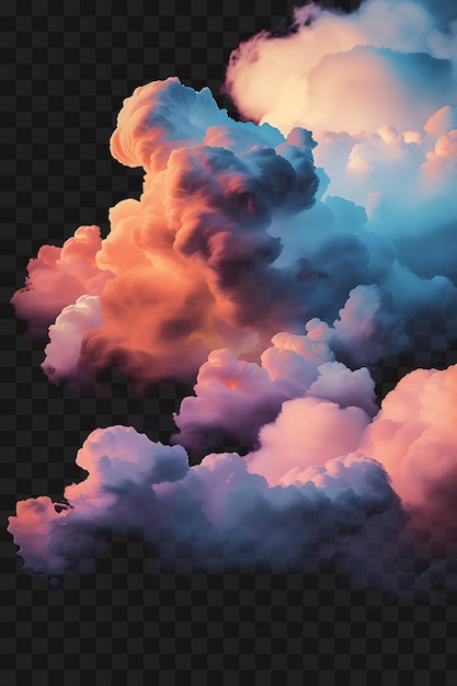 PSD textuur van lichtgevende wolken drifting en overlappende wolkenvormen in de collage y2k clipart design