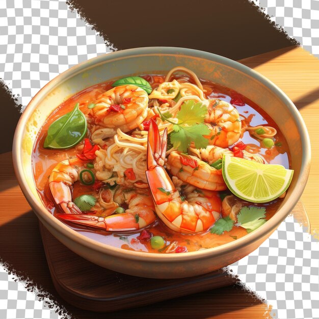 PSD cucina thailandese tra cui saporita zuppa tom yum sfondo trasparente