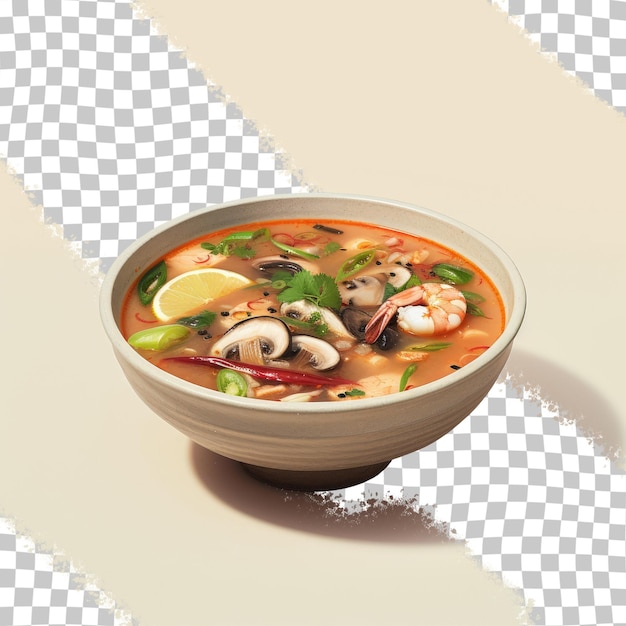 Thai soup with spicy broth and shrimp