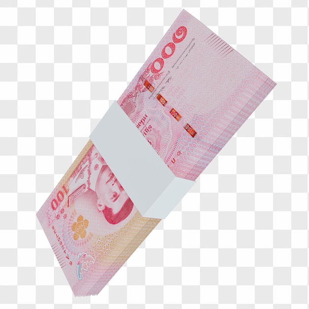 Валюта Таиланда 100 бат: стопка банкнот тайского бат