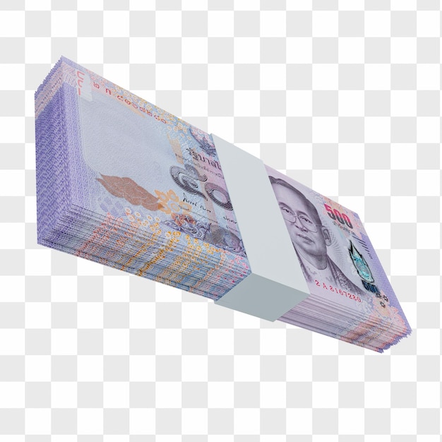 Thailand currency baht 500: stack of baht thai banknote