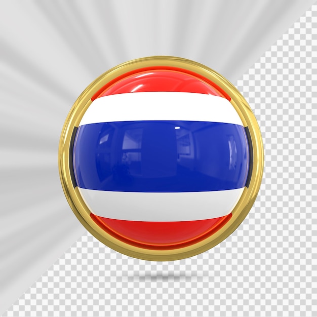 PSD thailand vlagpictogram met goud 3d render