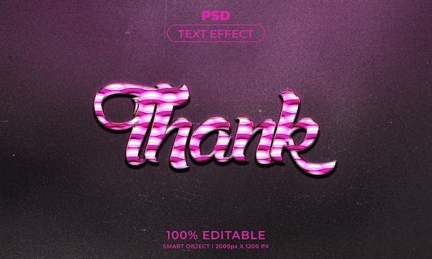 Grazie 3d effetto testo modificabile psd premium con sfondo