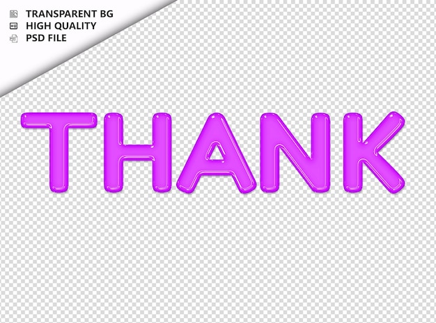 PSD thank typography purple text glosy glass psd transparent