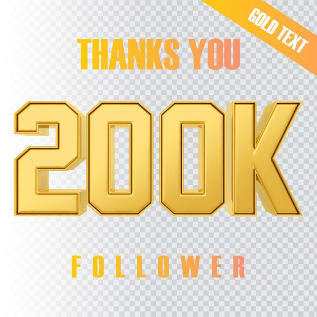 Grazie 200k follower rendering del testo 3d