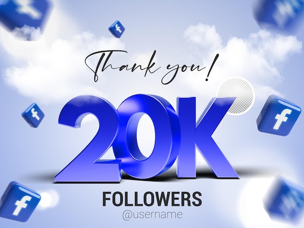 PSD thank you 20k followers on facebook psd