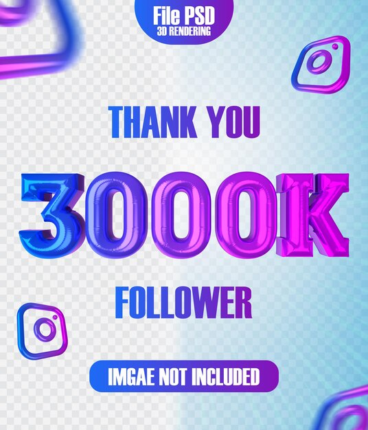 Thank you 3000k follower 3d rendering