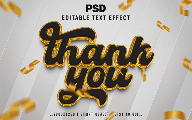 PSD thank you 3d editable psd text effect style