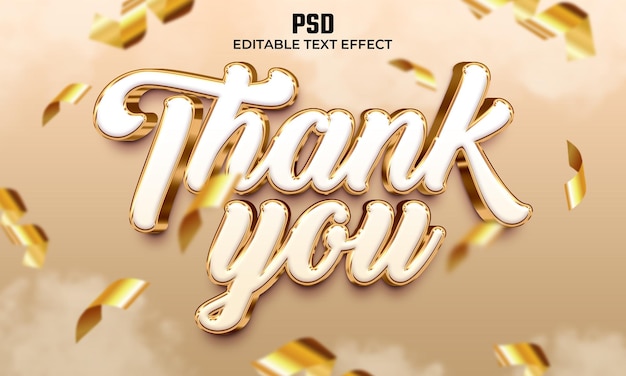 PSD thank you 3d editable text effect premium psd with background