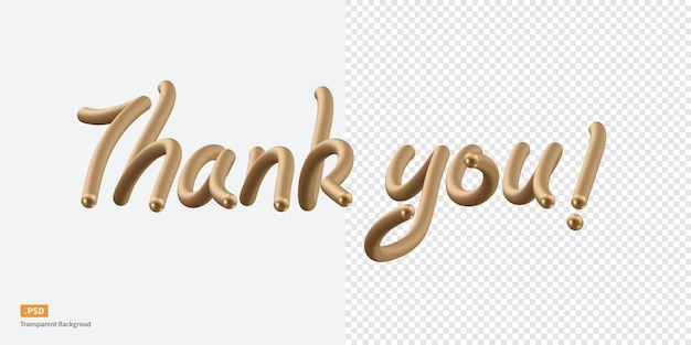 PSD 'thank you', a 3d rendered text effect, note that this is not editable text.