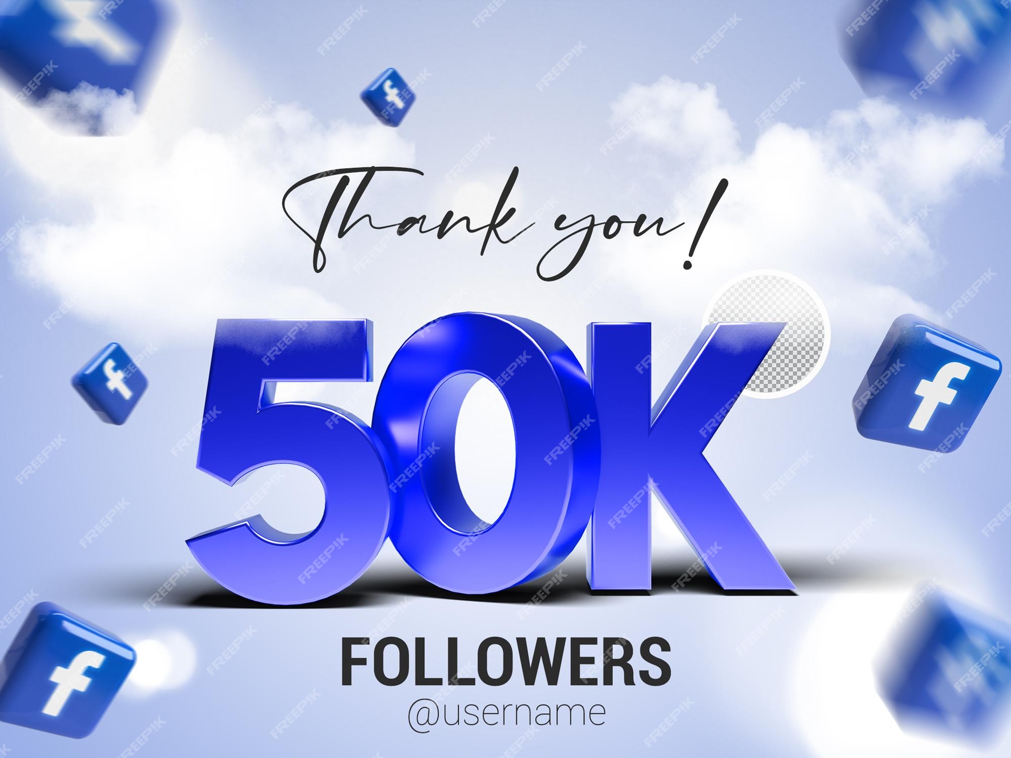 Premium PSD | Thank you 50k followers on facebook psd