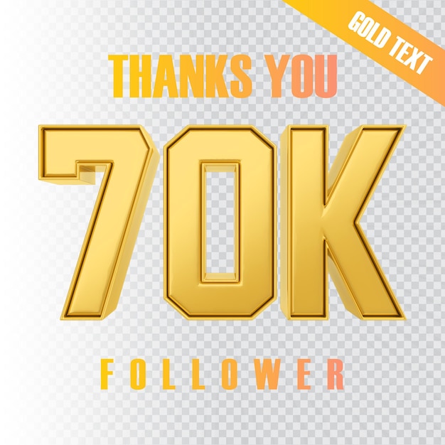 Grazie 70k follower rendering del testo 3d