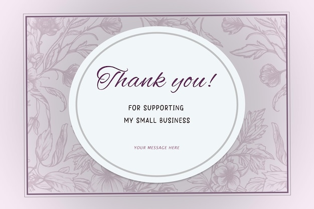 PSD a thank you card that says thank you for supporting my small business.