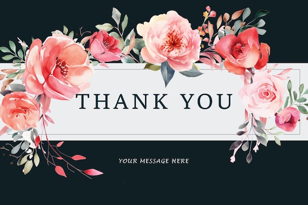 A thank you card with a floral design.