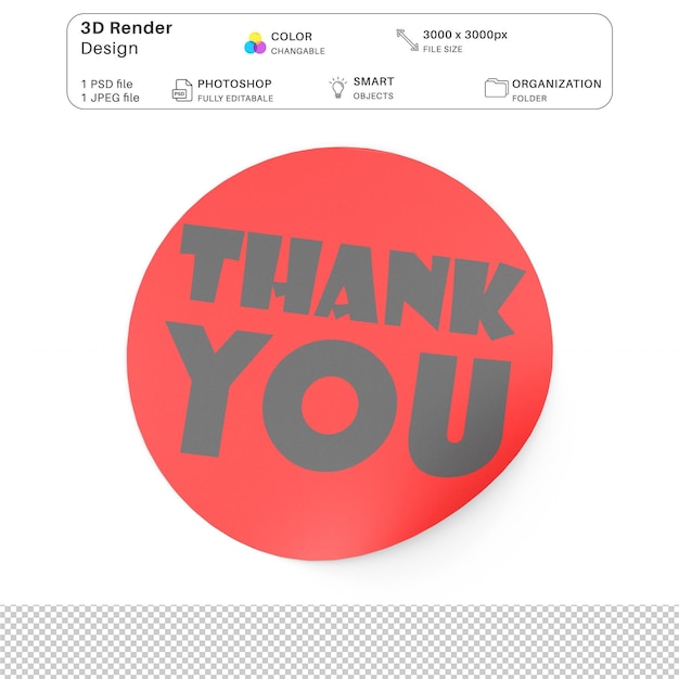 PSD thank you sticker 3d modeling psd file realistic sticker