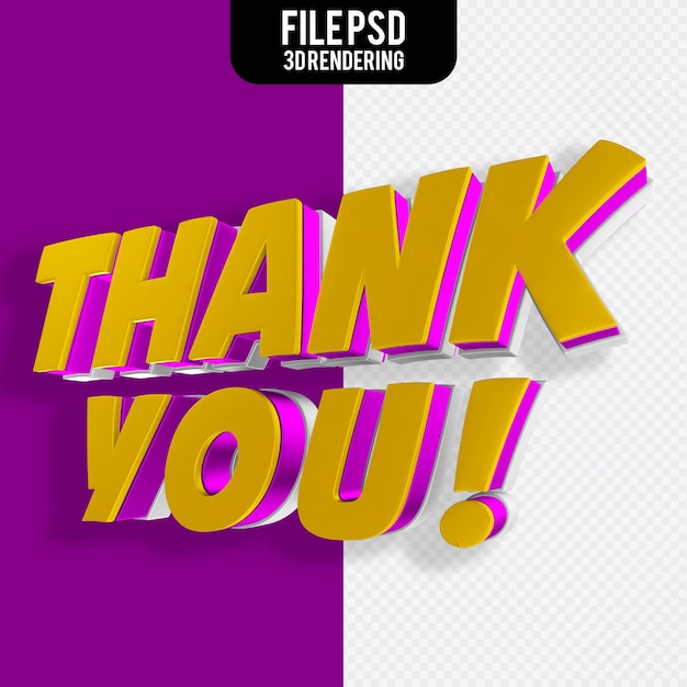 PSD thank you text 3d rendering