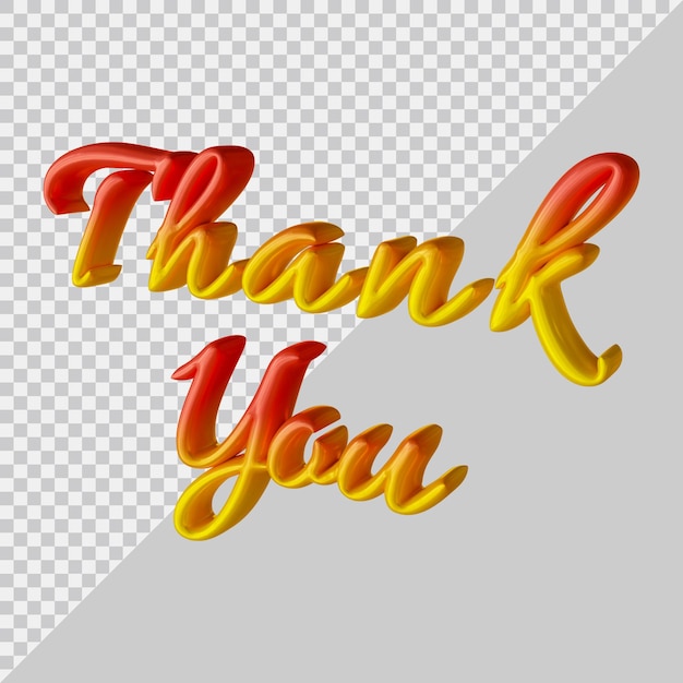 PSD thank you text effect design with 3d modern style