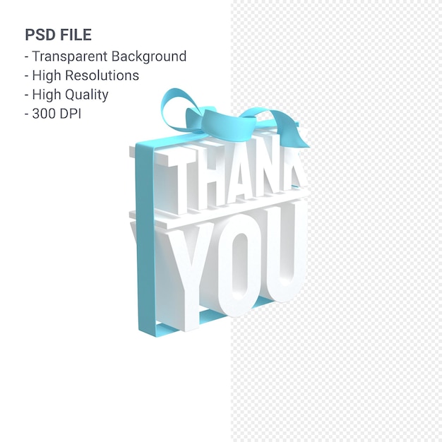 Thank you with bow and ribbon 3d design