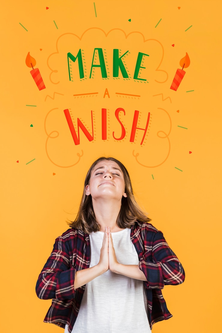 PSD thankful young woman with 