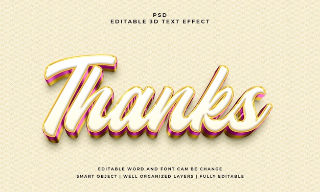 Thanks 3d editable psd text effect style with background