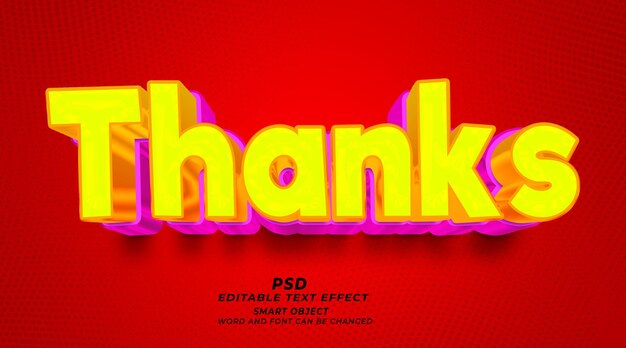 PSD thanks  3d editable text effect photoshop style template