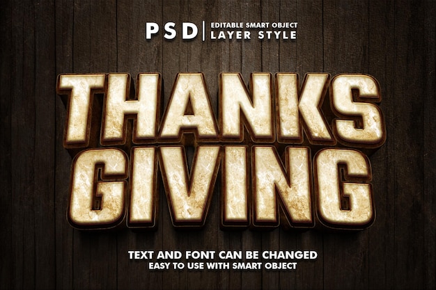 Thanks Giving 3d Editable Psd Text Effect