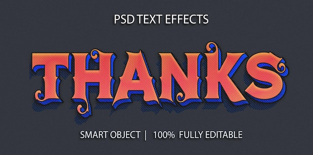 thanks psd text effect